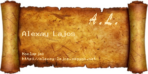 Alexay Lajos névjegykártya